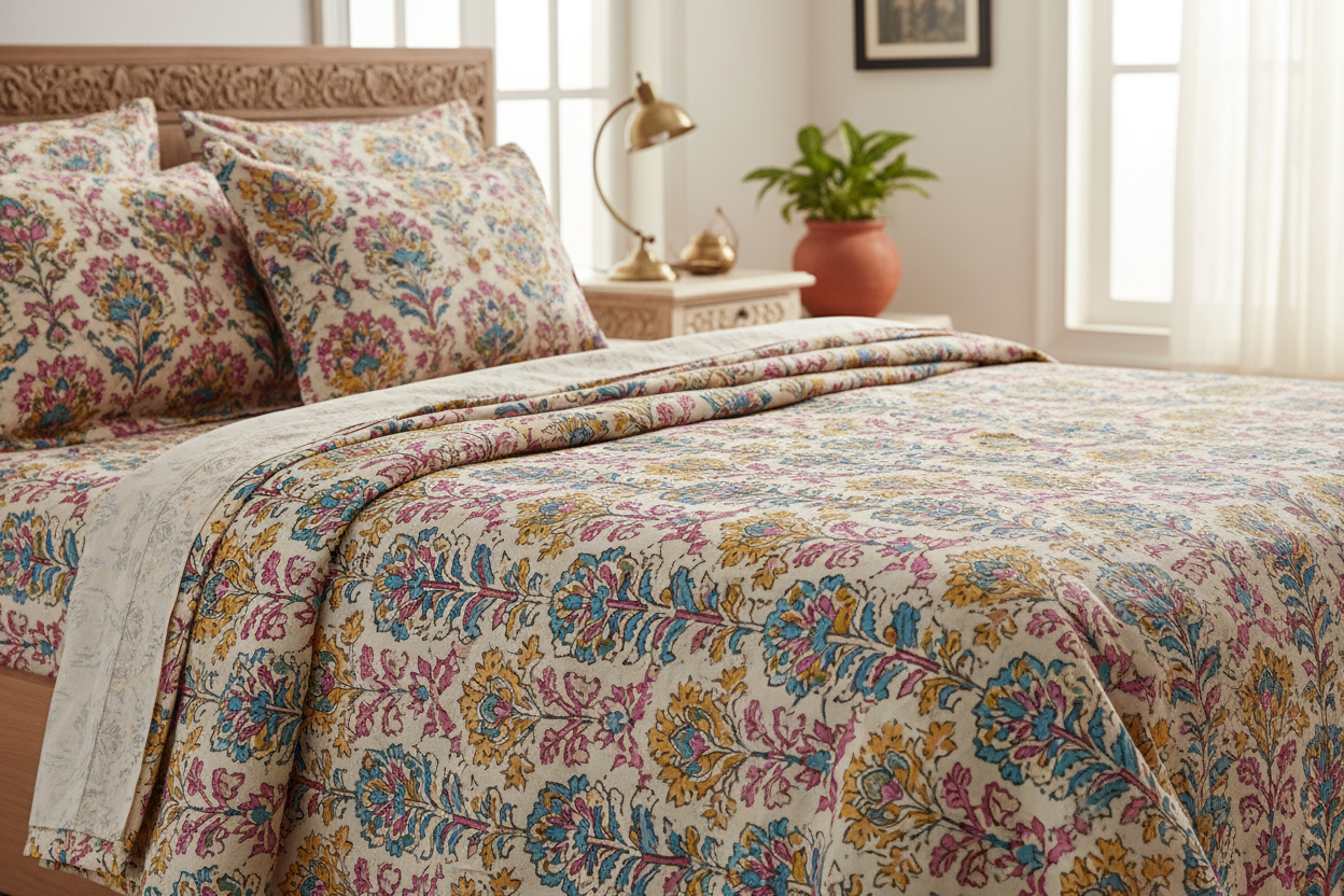 Sanganeri printed bedsheets